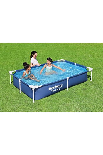 BESTWAY 56401 Steel Pro Pool | Swimming Pool, Rectangle Above Ground Fast Set Pool, Children’s Det