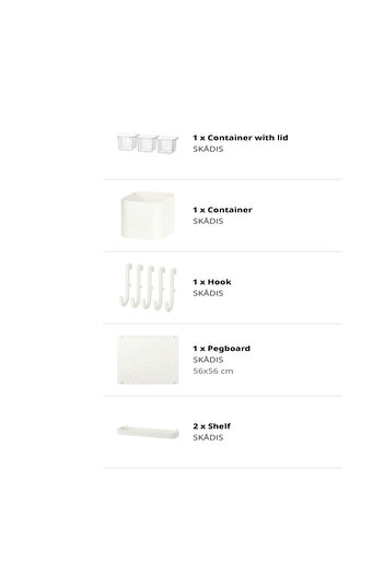 IKEA SKÅDIS Pegboard combination, white, 56x56 cm