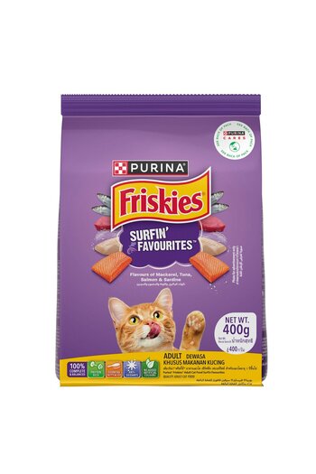 Friskies Purina Surfin Favourites Dry Cat Food 400 g Wet Food for Adult Cats with Real Fish