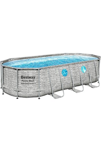 BESTWAY 18ft Power Steel Swim Visa Pool Set, Family Garden Swimming Pool, With Portholes, Pool Cover