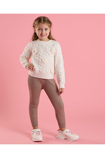 R&B Knitted Sweater with Crew Neck and Long Sleeves