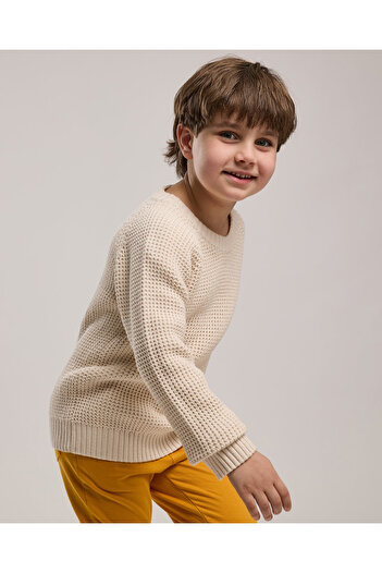 R&B Textured Sweater with Crew Neck and Long Sleeves