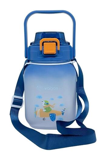 Vagon Tritan Water Bottle 1100 ml Children's Straw Without Straw Use Water Bottle with Strap Sticker (Mixed Color
