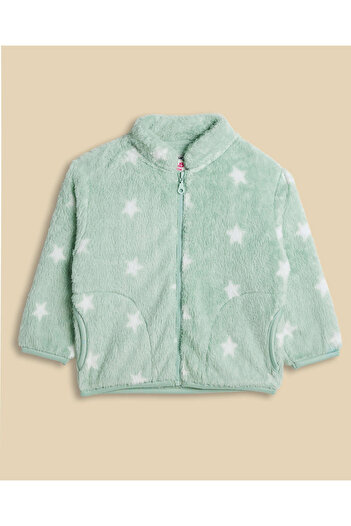 R&B Printed Jacket with High Neck and Long Sleeves