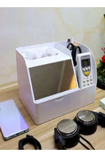 Raffine Wireless Charging Mobile Holder with Tissue Storage Box White