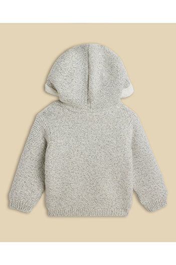 R&B Plush Hooded Jacket with Zipper Closure