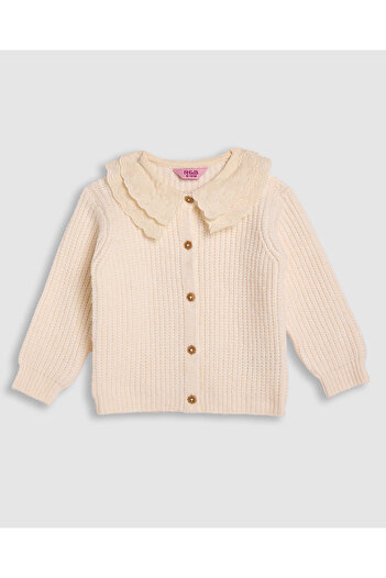 R&B Knitted Collared Cardigan with Button Closure