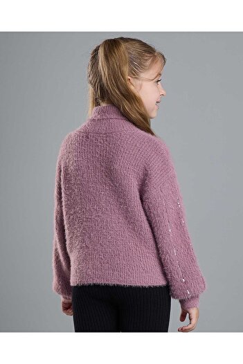 R&B Textured Sweater with High Neck and Long Sleeves