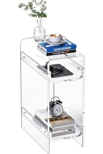 Slasa Acrylic Nesting Table Set – Modern Transparent Coffee & Side Tables – L40 × W22 × H55 cm