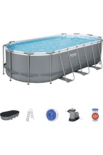 BESTWAY Power Steel Oval Pool Set 5.49X2.74X1.22