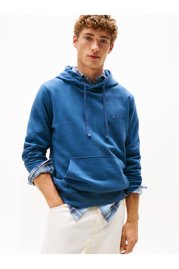 Tommy Hilfiger Tommy Hilfiger Men Aegean Sea Regular Fit Essential Terry Pullover Hoodie
