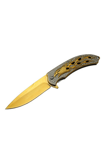 Ö ÖZMERT ASKERİ MALZEME MTECH Kamp Çakısı Gold MT-1006B Kuş Desenli Kemer Klipsli