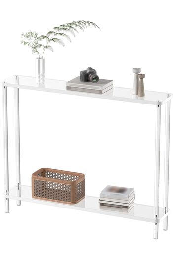 Slasa Acrylic Narrow Console Table from - 100 cm (Width) × 7.6 inch (Depth) × 80 cm (Height), Cyli