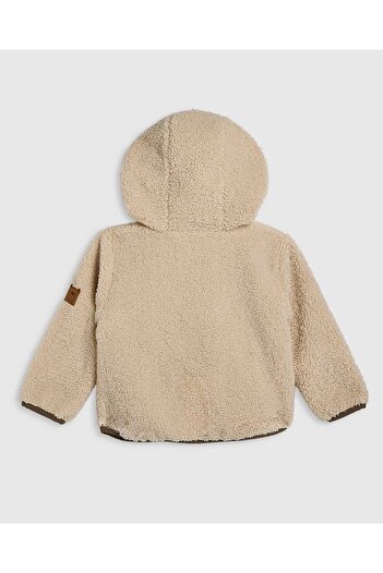 R&B Sherpa Hooded Jacket with Zipper Closure
