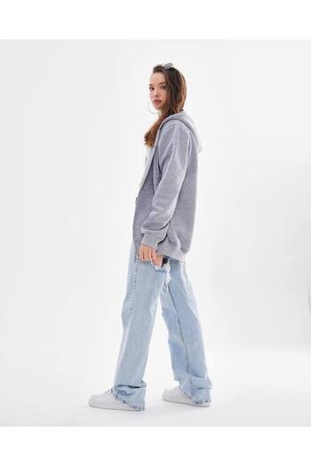 369 etnik butik Zippered Hooded Comfortable Fit Sweatshirt