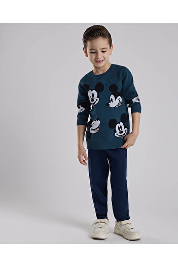 R&B Mickey Mouse Sweater with Crew Neck and Long Sleeves