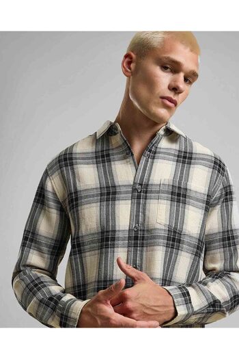 R&B Plaid Shirt with Classic Collar and Long Sleeves