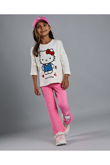 R&B Hello Kitty Print Flared Pants with Elastic Waist