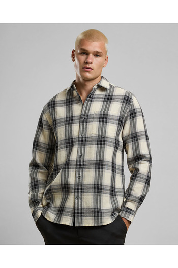 R&B Plaid Shirt with Classic Collar and Long Sleeves