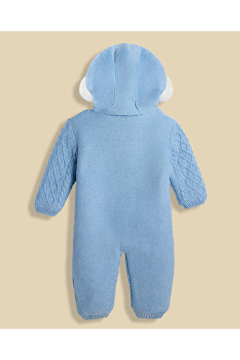 R&B Knitted Hooded Sleepsuit with Zipper Closure
