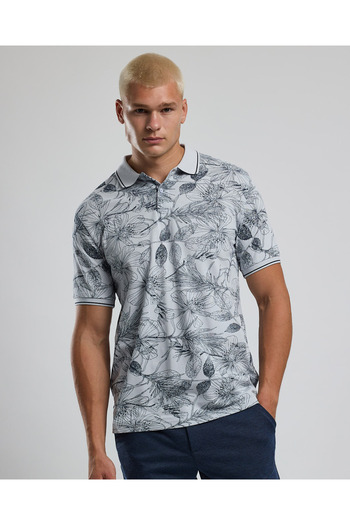 R&B Printed Polo T-Shirt with Short Sleeves