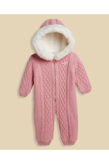 R&B Knitted Hooded Sleepsuit with Zipper Closure