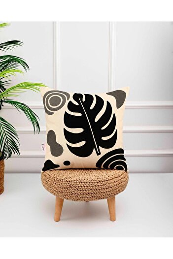 menesahome Leaf Boho Patterned Digital Printed 4-Piece Throw Pillow - Pillow Case