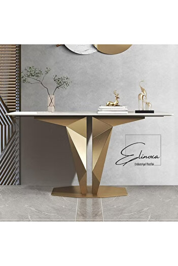 Elinoxa 720-0355 Estetik Tasarımlı Metal Konsol Modern Dresuar 120x35x85
