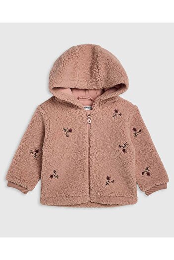 R&B Embroidered Hooded Jacket with Zipper Closure