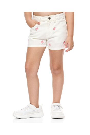 R&B Embroidered Shorts with Button Closure