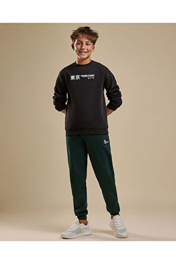 R&B Printed Sweatshirt with Crew Neck and Long Sleeves