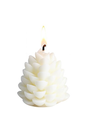 Flippy Christmas Scented Candle, Flippy, Pine Cone, Soy Wax, Christmas Gift, 7 x 6.5 x 6.5 cm, White