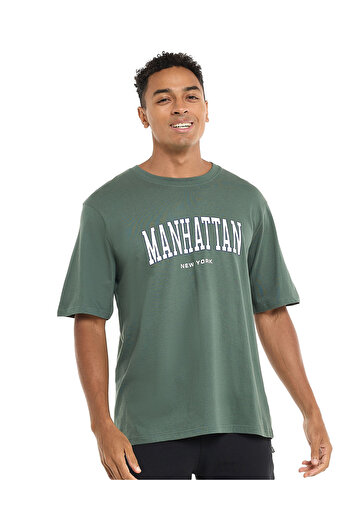R&B Typography Print T-Shirt with Crew Neck and Short Sleeves