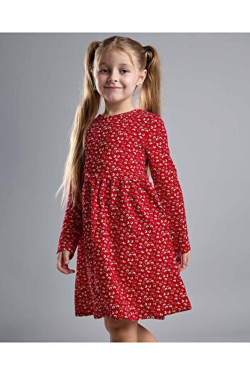 R&B Printed Fit and Flare Dress with Puff Sleeves