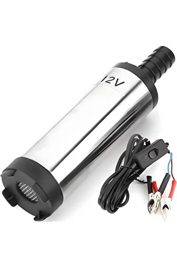 Flippy Pompă electrică de transfer diesel, Flippy, pompă submersibilă, DC 12 V, 12,3 x 3,4 cm, 12L/min, argintiu