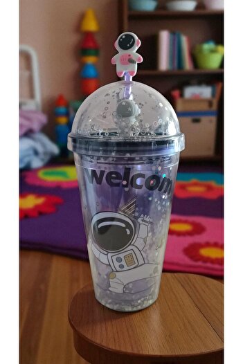 FAMEMUS ACCESSORY Astronaut Character Water Bottle with Straw Without Light