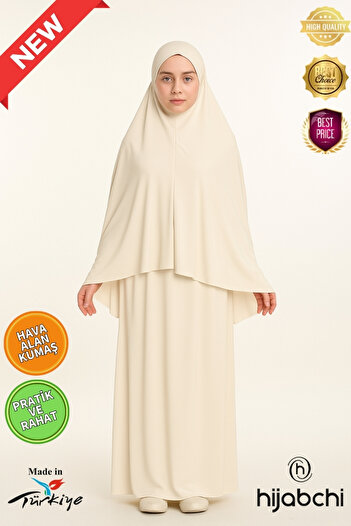 hijabchi Pratik Namaz Elbisesi - Hava Alan Klimalı Kumaş - New Collection - Krem