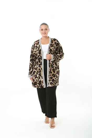 XL Modam Women's Lycra Viscose Patterned Large Size Cardigan
