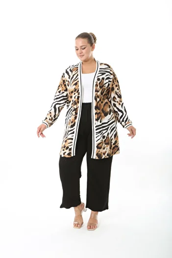 XL Modam Women's Lycra Viscose Patterned Large Size Cardigan