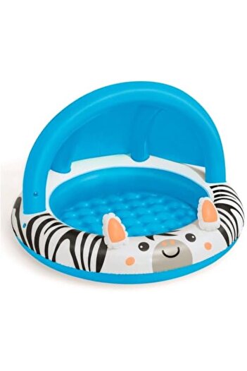 BESTWAY Shaded Baby Pool | Safari Fun Inflatable Play Centre, UV Sunshade, Inflatable Floor, Zebra D