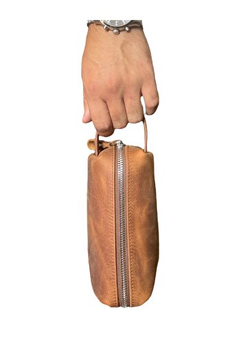 SANAT Unisex Genuine Leather Portfolio Clutch Stylish and Gentle Shaving Cosmetic Care and Daily Hand Bag 19X9X10