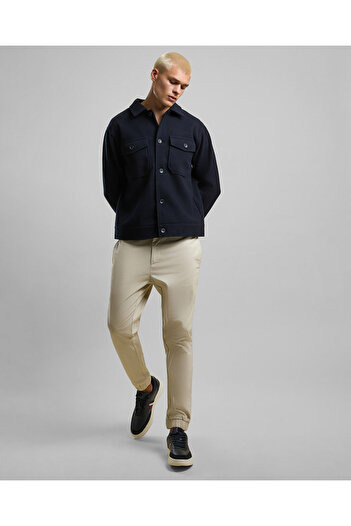 R&B Solid Shacket with Shirt Collar and Long Sleeves