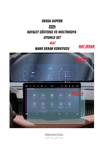 UniqAnatolia Skoda Superb 2024 Ghost Screen and Multimedia Compatible Set Matte Screen Protector