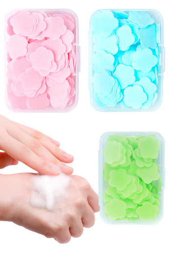 BEYZANA 100 Sheets Perfumed Melting Mini Paper Soap Student Children School Disinfectant Hand Soap Camping Picnic