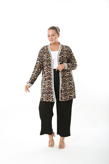 XL Modam Women's Lycra Viscose Patterned Large Size Cardigan