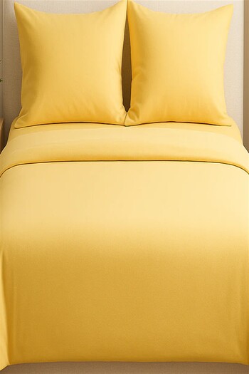MORE HOME Double Duvet Cover Set + 2 Pillowcases Without Sheets Yellow