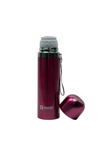nuzki Stainless Steel Water Bottle 500ml Steel Vacuum Insulated Flask Black Color