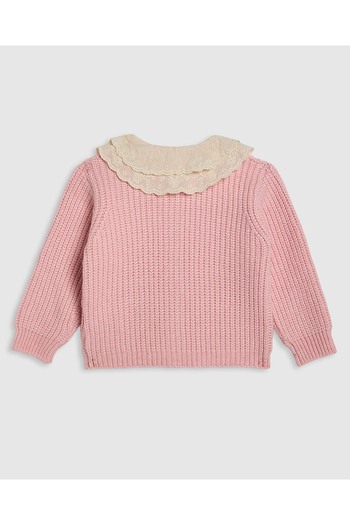 R&B Knitted Collared Cardigan with Button Closure
