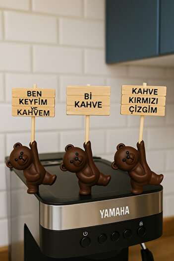 edoy Dekoratif Ayıcık Bi Kahve Seti – Modern Minimal Ev Aksesuarı Hediyelik Obje Masa Üstü Dekoratif Süs