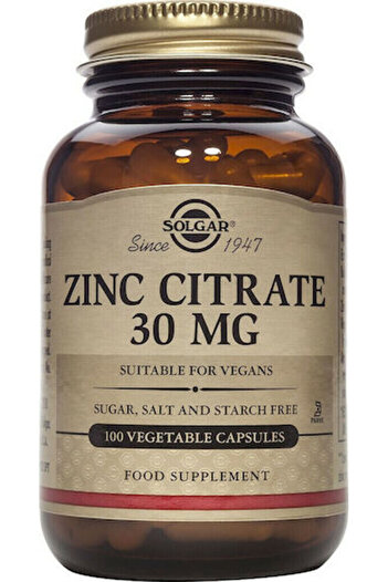 Solgar Citrát zinečnatý 30 mg rostlinné kapsle 100 ks